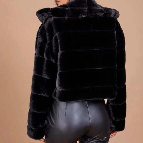 Open Front Fuzzy Paneled Coat - Picture 2 of 3